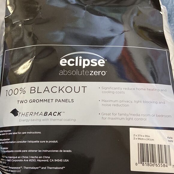 Kylie Blackout Grommet 2-Pc. Panel, 95" x 37". Ivory - Picture 6 of 6